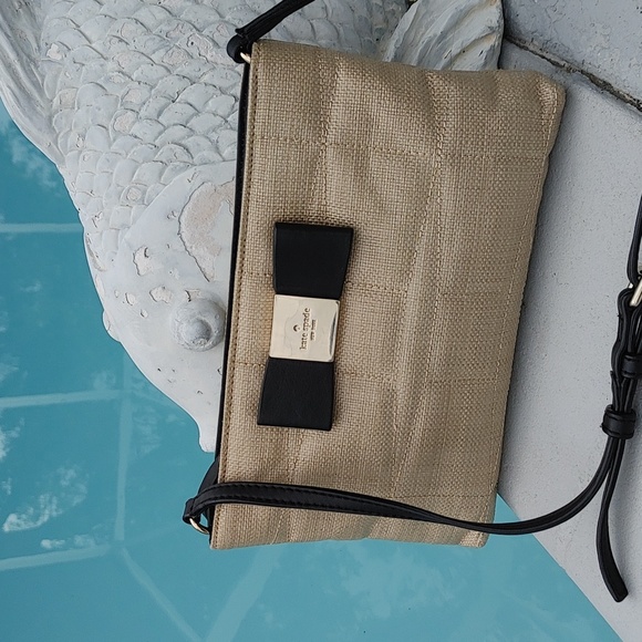 kate spade Handbags - KATE SPADE Belle Woven  rattan BOW crossbody bag